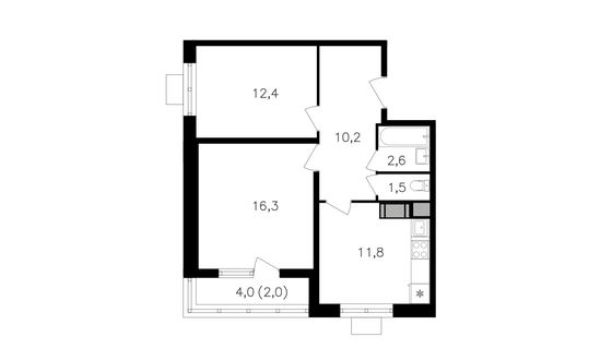 Продажа 2-комнатной квартиры 57,3 м², 4/27 этаж