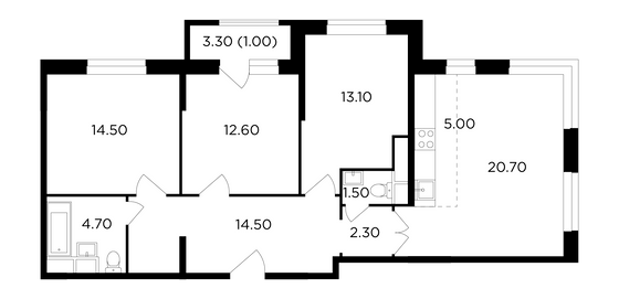 Продажа 4-комнатной квартиры 89,5 м², 21/24 этаж