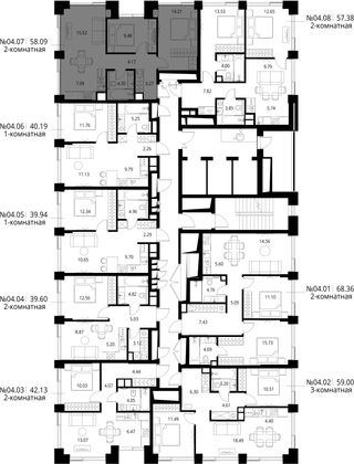 Продажа 2-комнатной квартиры 58,1 м², 4/27 этаж