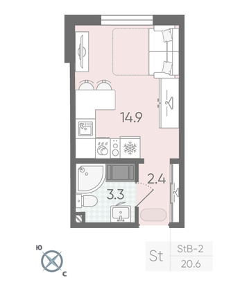 Продажа квартиры-студии 20,6 м², 9/22 этаж