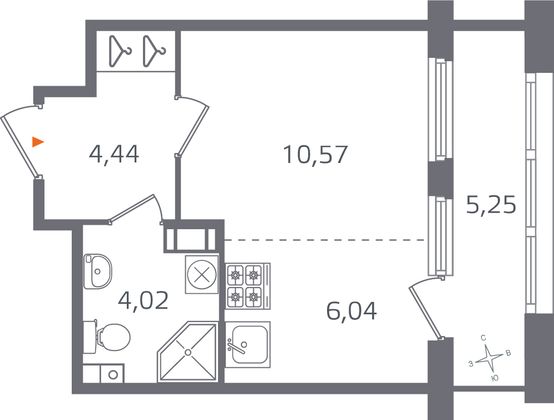 Продажа квартиры-студии 27,7 м², 4/10 этаж
