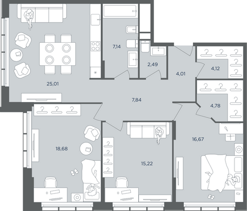 Продажа 4-комнатной квартиры 106 м², 29/41 этаж