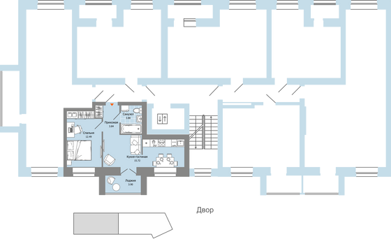 Продажа 2-комнатной квартиры 38 м², 2/8 этаж