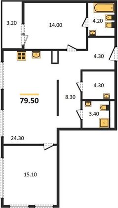 Продажа 2-комнатной квартиры 79,5 м², 9/11 этаж