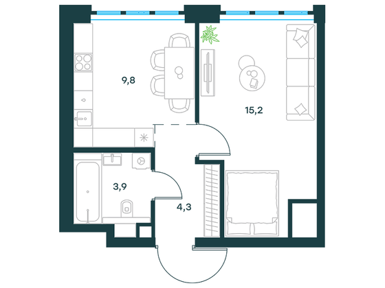 Продажа 1-комнатной квартиры 33,3 м², 9/29 этаж