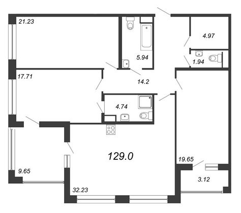 Продажа 4-комнатной квартиры 129 м², 5/8 этаж