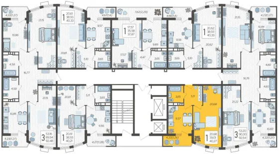 Продажа 1-комнатной квартиры 40,3 м², 13/21 этаж