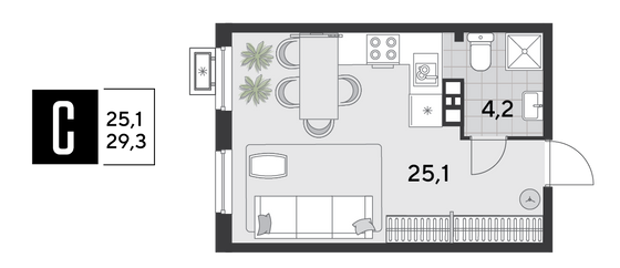 Продажа квартиры-студии 29,3 м², 9/18 этаж