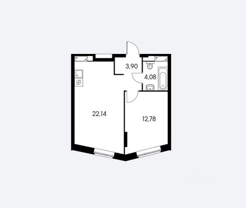 Продажа 1-комнатной квартиры 44 м², 8/18 этаж