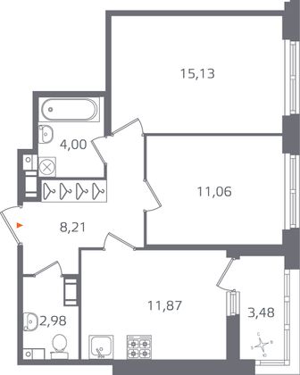 Продажа 2-комнатной квартиры 55 м², 7/17 этаж