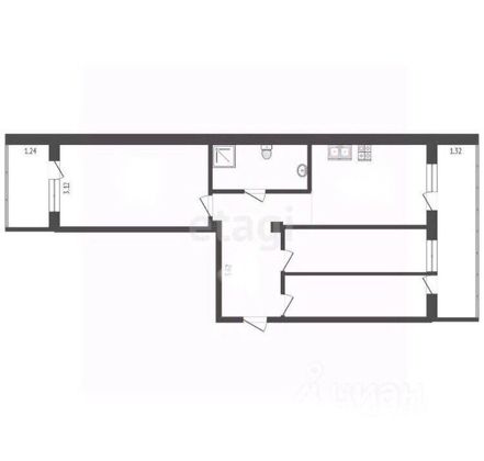 Продажа 3-комнатной квартиры 61 м², 3/4 этаж