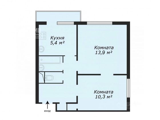 Продажа 2-комнатной квартиры 38,6 м², 12/14 этаж