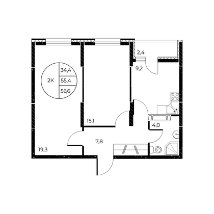 Продажа 2-комнатной квартиры 56,6 м², 25/25 этаж
