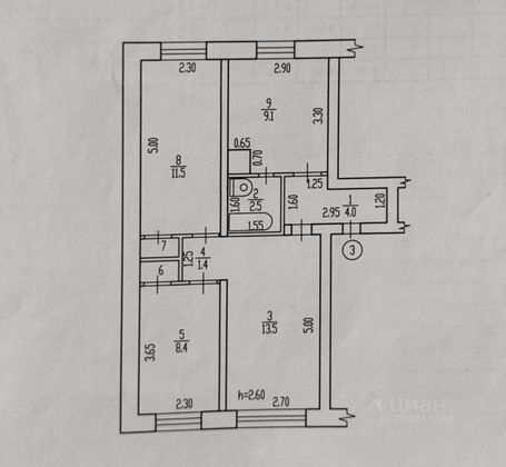 Продажа 3-комнатной квартиры 51,7 м², 2/2 этаж