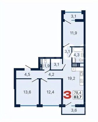 Продажа 3-комнатной квартиры 83 м², 5/9 этаж