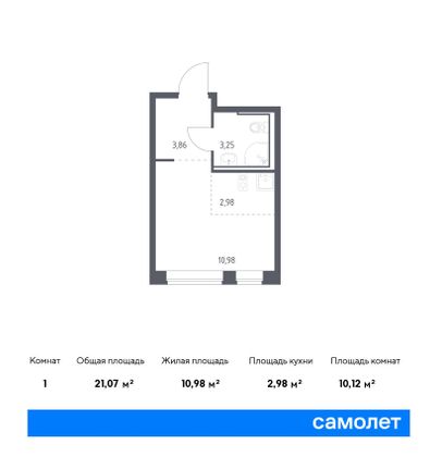 21,1 м², студия, 13/16 этаж