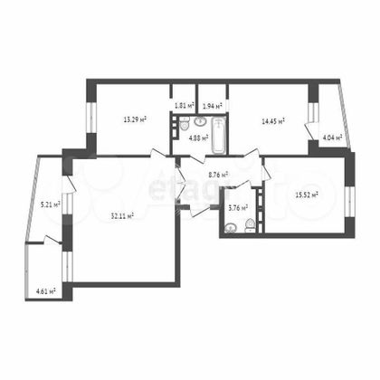 Продажа 3-комнатной квартиры 96 м², 6/15 этаж