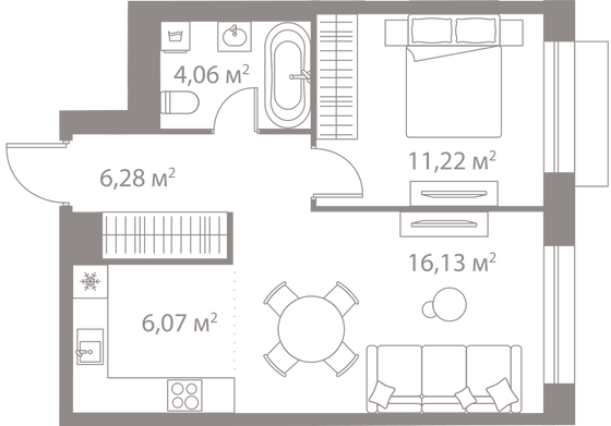 Продажа 1-комнатной квартиры 43,8 м², 4/25 этаж