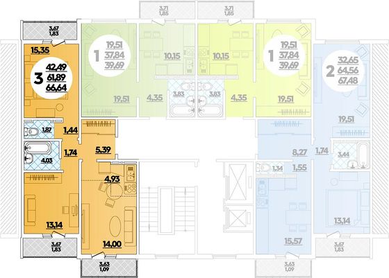 Продажа 3-комнатной квартиры 66,6 м², 1/1 этаж