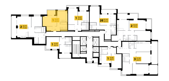 Продажа 1-комнатной квартиры 42,1 м², 10/29 этаж
