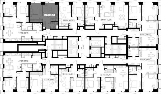 Продажа 1-комнатной квартиры 35,1 м², 11/48 этаж