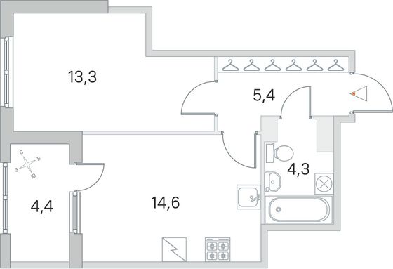 Продажа 1-комнатной квартиры 39,8 м², 5/5 этаж