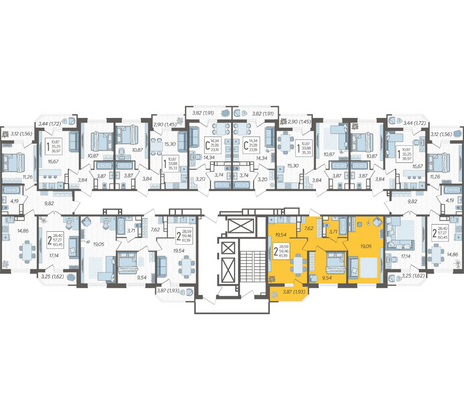 Продажа 2-комнатной квартиры 61,4 м², 19/23 этаж