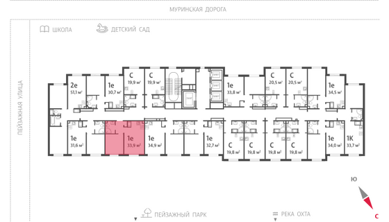 33,9 м², 1-комн. квартира, 2/22 этаж