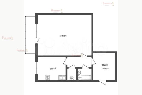 Продажа 1-комнатной квартиры 34 м², 2/9 этаж