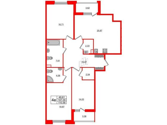Продажа 3-комнатной квартиры 107,1 м², 2/10 этаж