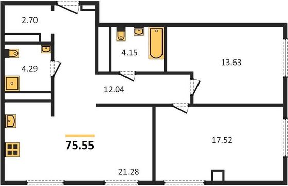 Продажа 2-комнатной квартиры 75,6 м², 23/23 этаж