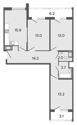 Продажа 3-комнатной квартиры 75,1 м², 19/24 этаж