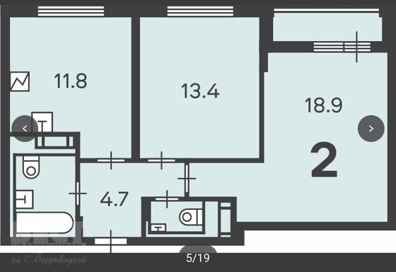 Продажа 2-комнатной квартиры 54 м², 18/18 этаж