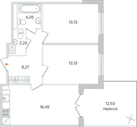 Продажа 2-комнатной квартиры 63 м², 1/4 этаж