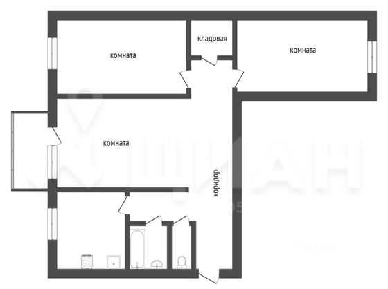 Продажа 3-комнатной квартиры 60 м², 2/6 этаж