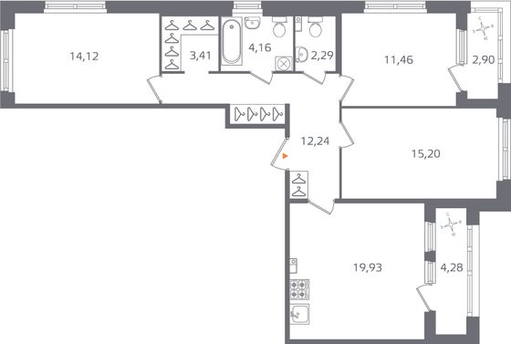 Продажа 3-комнатной квартиры 86,4 м², 3/16 этаж