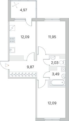 Продажа 2-комнатной квартиры 54 м², 5/5 этаж