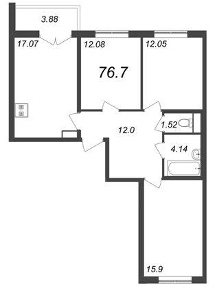 Продажа 4-комнатной квартиры 76,7 м², 3/12 этаж