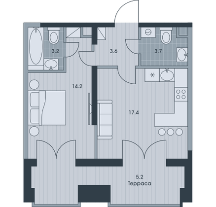 Продажа 2-комнатной квартиры 47,3 м², 33/34 этаж