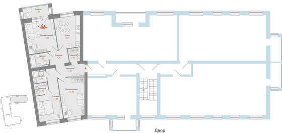 Продажа 3-комнатной квартиры 84 м², 4/4 этаж