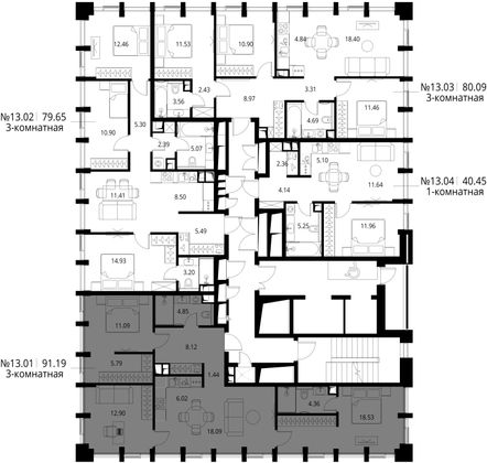 Продажа 3-комнатной квартиры 91,2 м², 13/19 этаж