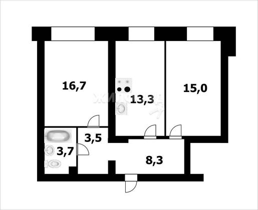 Продажа 2-комнатной квартиры 58,5 м², 1/10 этаж