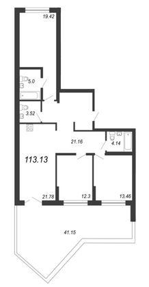 Продажа 4-комнатной квартиры 113,1 м², 3/18 этаж