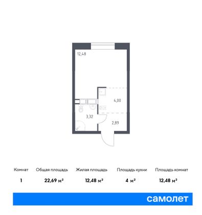 22,7 м², студия, 10/10 этаж