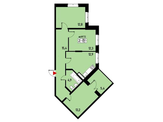 Продажа 3-комнатной квартиры 71 м², 3/3 этаж