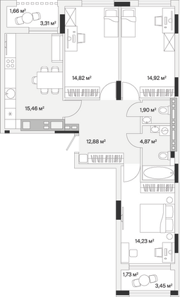 82,5 м², 3-комн. квартира, 7/7 этаж