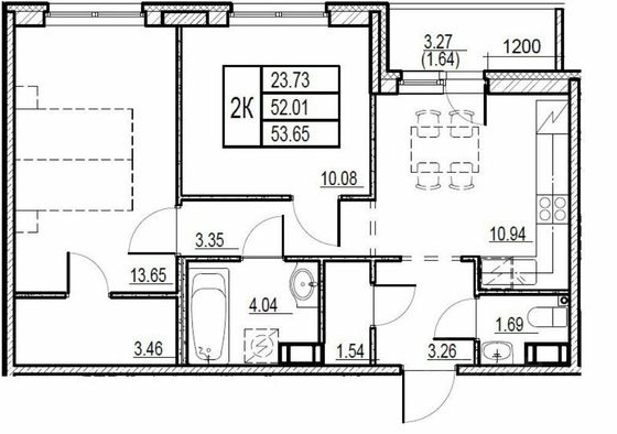 Продажа 2-комнатной квартиры 53,7 м², 11/13 этаж