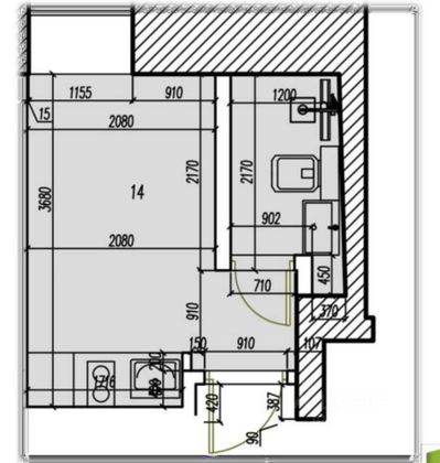 Продажа квартиры-студии 14,9 м², 2/2 этаж