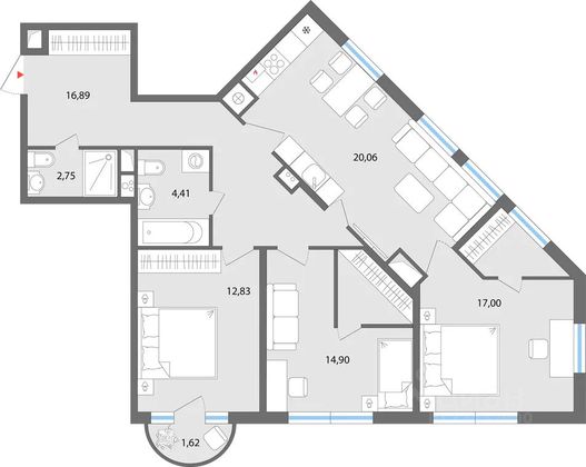 Продажа 4-комнатной квартиры 90,5 м², 7/10 этаж