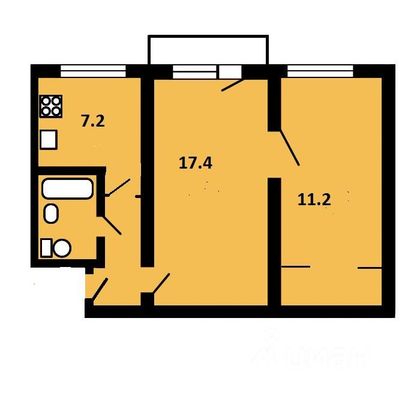 Продажа 2-комнатной квартиры 43,8 м², 4/9 этаж